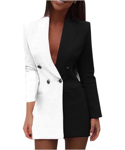 Womens Retro Chic Plaid Print Double Breasted Button Front Work Office Long Sleeve Lapel Neck Pencil Dress 1white $11.15 Dresses