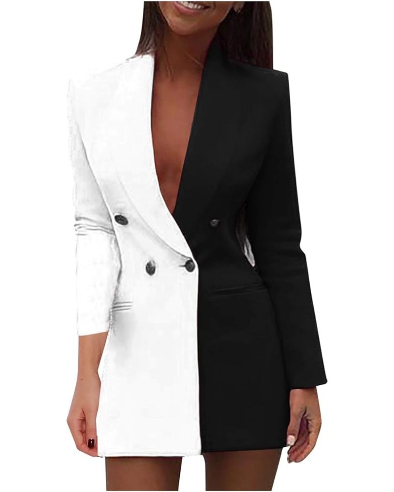 Womens Retro Chic Plaid Print Double Breasted Button Front Work Office Long Sleeve Lapel Neck Pencil Dress 1white $11.15 Dresses