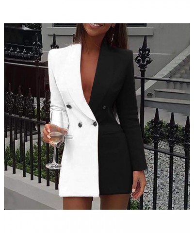 Womens Retro Chic Plaid Print Double Breasted Button Front Work Office Long Sleeve Lapel Neck Pencil Dress 1white $11.15 Dresses