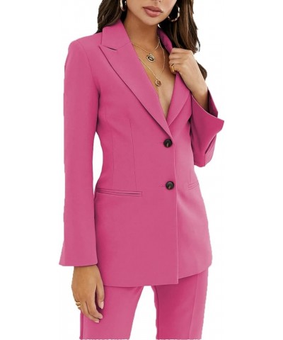 Women's Suits Two Piece Notch Lapel Slim Fit Work Suit Lady Outfit Casual Jacket and Pant Fuchsia $30.08 Suits