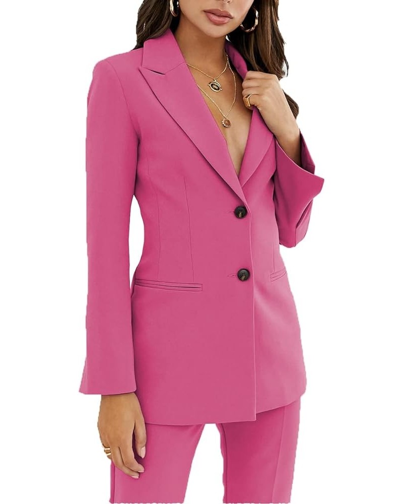 Women's Suits Two Piece Notch Lapel Slim Fit Work Suit Lady Outfit Casual Jacket and Pant Fuchsia $30.08 Suits