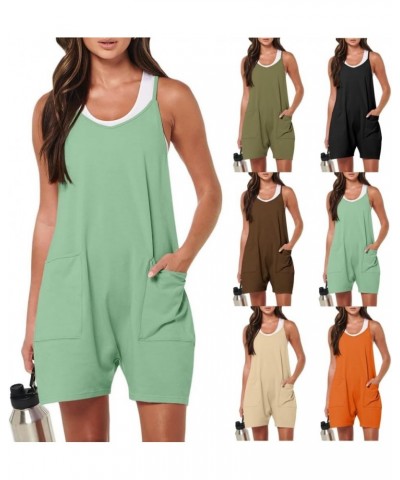 Overalls for Women Loose Fit Baggy Short Jumpsuit Plus Size Casual Rompers Shorts Spaghetti Strap Rompers Outfits Green $24.5...