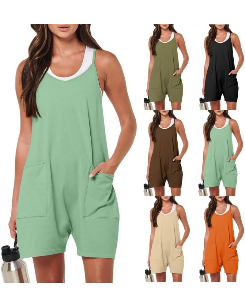 Overalls for Women Loose Fit Baggy Short Jumpsuit Plus Size Casual Rompers Shorts Spaghetti Strap Rompers Outfits Green $24.5...