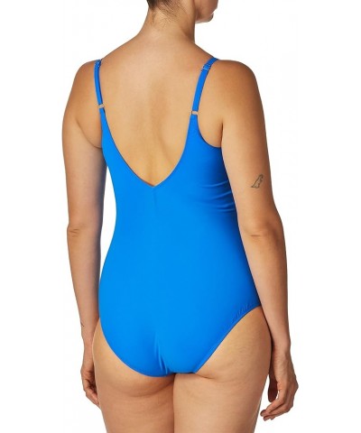 Women's Surplice One Piece Swimsuit Tutti Frutti Blue $53.41 Swimsuits