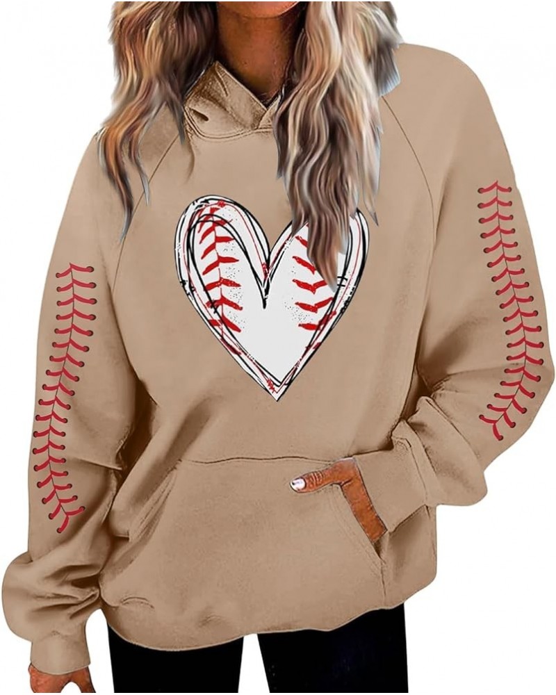 Love Heart Print Mens Hoodies Graphic Loose Fit Baseball Game Day Pullover Sweatshirts Casual Light Cool Trendy Brown $15.75 ...