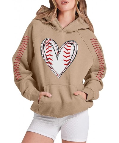 Love Heart Print Mens Hoodies Graphic Loose Fit Baseball Game Day Pullover Sweatshirts Casual Light Cool Trendy Brown $15.75 ...