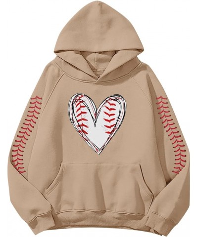 Love Heart Print Mens Hoodies Graphic Loose Fit Baseball Game Day Pullover Sweatshirts Casual Light Cool Trendy Brown $15.75 ...