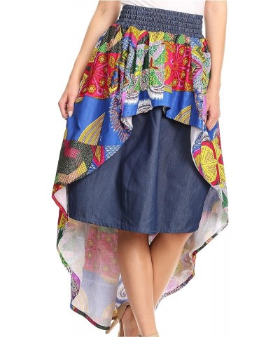 Bahati Hi Low Mermaid African Ankara Dutch Wax Cotton Skirt Colorful Waxmultipaisley1 $19.80 Skirts