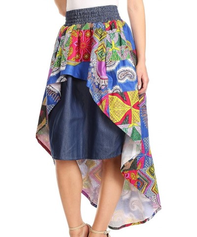 Bahati Hi Low Mermaid African Ankara Dutch Wax Cotton Skirt Colorful Waxmultipaisley1 $19.80 Skirts