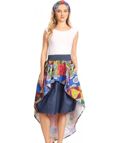 Bahati Hi Low Mermaid African Ankara Dutch Wax Cotton Skirt Colorful Waxmultipaisley1 $19.80 Skirts