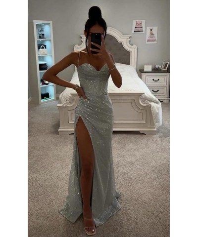 Women's Mermaid Corset Prom Dresses for Women 2024 Sequin Formal Evening Party Gowns Light Blue $29.25 Dresses