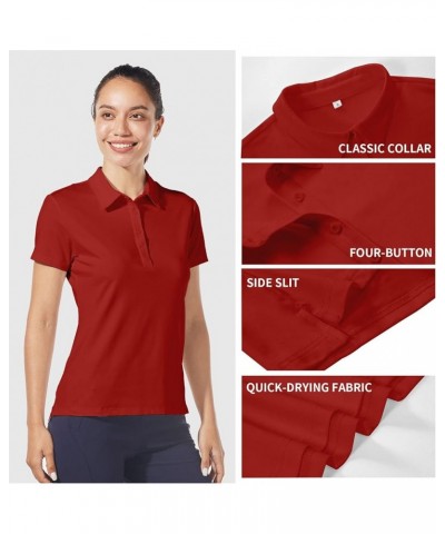 Women's Golf Polo Shirts Lightweight Moisture Wicking Quick Dry Short Sleeve Shirt UPF 50+ Sun Protection T-Shirt Red $8.34 S...