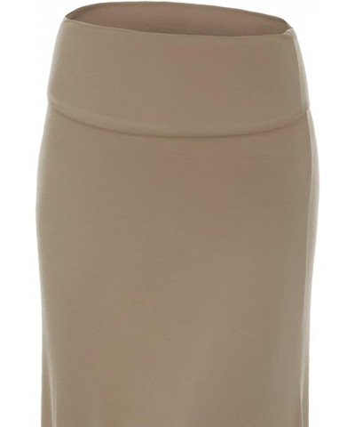 CTC Womens Fold-Over Maxi Skirt - Made in USA Wb670_taupe $8.38 Skirts