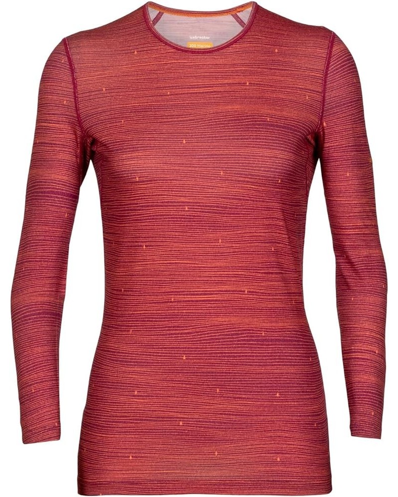 Icebreaker, 200 Oasis Lichen Long-Sleeve Crewe Top - Women's Cherry/Flash/Aop X-Small $45.42 Activewear