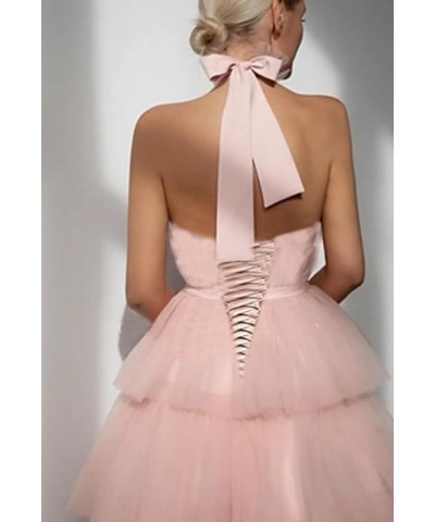 Women‘s Tiered Tulle Prom Dresses Halter Homecoming Dress Evening Party Gowns Gold $33.18 Dresses