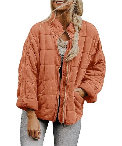 Quilted Puffer Jacket Women Lightweight Zipper Short Padded Coat Warm Winter Down Coat Outwear Tops with Pockets A-red $13.49...