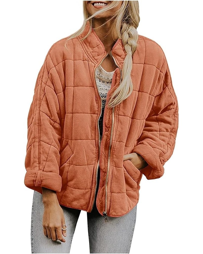 Quilted Puffer Jacket Women Lightweight Zipper Short Padded Coat Warm Winter Down Coat Outwear Tops with Pockets A-red $13.49...