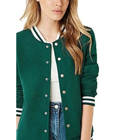 FV RELAY® Women's Baseball Jackets Casual Varsity Velvet Short Coats Outwear Green $20.51 Jackets