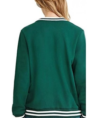 FV RELAY® Women's Baseball Jackets Casual Varsity Velvet Short Coats Outwear Green $20.51 Jackets