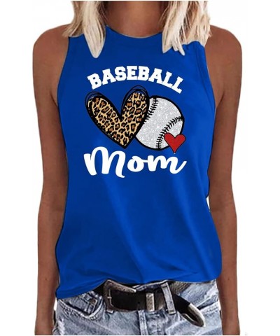 Baseball Mom Shirts Sleeveless Tank Top for Women Mother's Day Funny Tops Crewneck Summer Casual 2023 Graphic Tees 16 Blue $1...