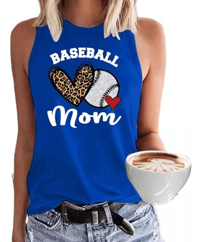 Baseball Mom Shirts Sleeveless Tank Top for Women Mother's Day Funny Tops Crewneck Summer Casual 2023 Graphic Tees 16 Blue $1...