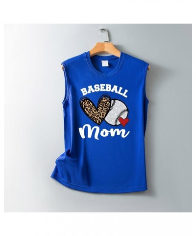 Baseball Mom Shirts Sleeveless Tank Top for Women Mother's Day Funny Tops Crewneck Summer Casual 2023 Graphic Tees 16 Blue $1...