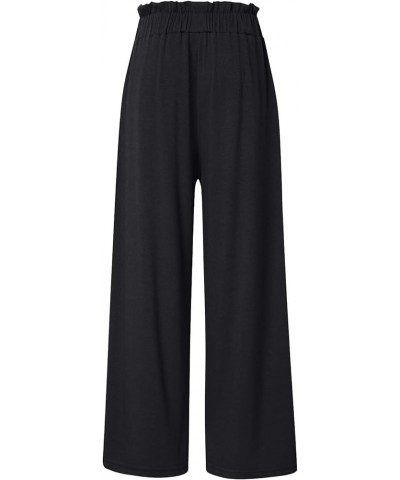 Fall Linen Pants for Women 2024 High Waist Beach Pants Drawstring Elastic Waist Wide Leg Trousers with Pockets 10black $8.67 ...