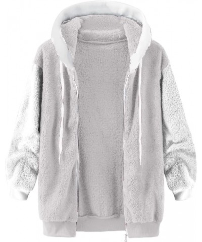 Women Fashion Fuzzy Fleece Jacket Long Sleeve Oversized Sherpa Drawstring Coat with Hood Winter Warm Clothes Fall Jackets A02...