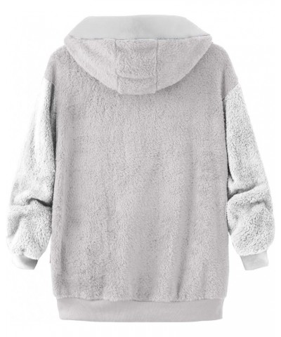 Women Fashion Fuzzy Fleece Jacket Long Sleeve Oversized Sherpa Drawstring Coat with Hood Winter Warm Clothes Fall Jackets A02...