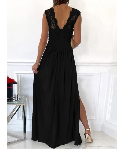 Womens 2024 Formal Dresses Wrap V-Neck Ruched Sexy Bridesmaid Wedding Guest Maxi Dresses Black $27.40 Dresses