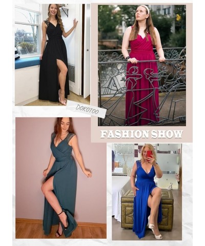 Womens 2024 Formal Dresses Wrap V-Neck Ruched Sexy Bridesmaid Wedding Guest Maxi Dresses Black $27.40 Dresses