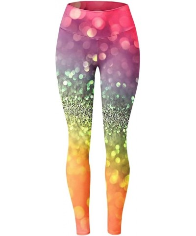 Leggings for Women Sparkly Glitter Fashion Sequin Printed Workout Yoga Pants Holiday Tights with Black foil Stamping Z01-oran...