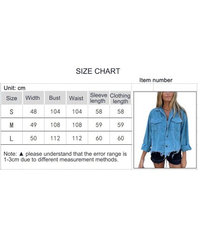 Women Button Down Cropped Corduroy Coat Long Sleeve Casual Jacket Frayed Hem Shacket Boyfriend Solid Color Cardigan Top Pink ...