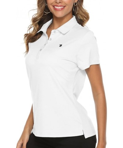 Women's Golf Polo Shirts Lightweight Quick Dry 4 Buttons Short Sleeve Shirts for Tennis White $13.34 Shirts