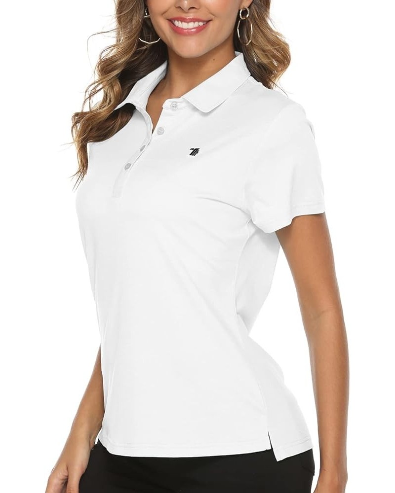 Women's Golf Polo Shirts Lightweight Quick Dry 4 Buttons Short Sleeve Shirts for Tennis White $13.34 Shirts