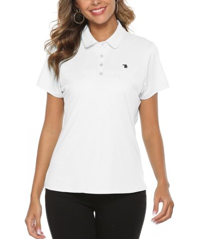 Women's Golf Polo Shirts Lightweight Quick Dry 4 Buttons Short Sleeve Shirts for Tennis White $13.34 Shirts