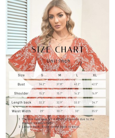 Summer Dress for Women Casual Floral Wrap V Neck Chiffon Blouses Skirt Flared Tops Ruffle Sun Flowy Mini Short Outfits Purple...