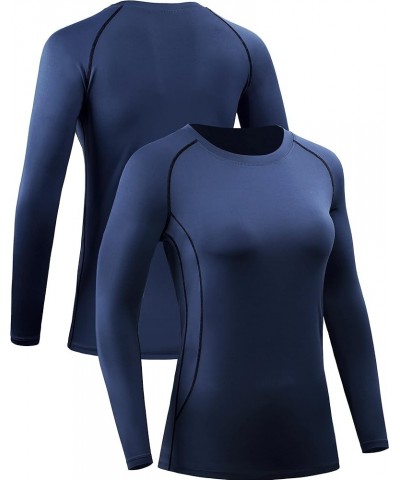 Women's 3 Pack Running Compression Long Sleeve T Shirt 3 Pack: 121, Black,grey,navy Blue $18.04 Activewear