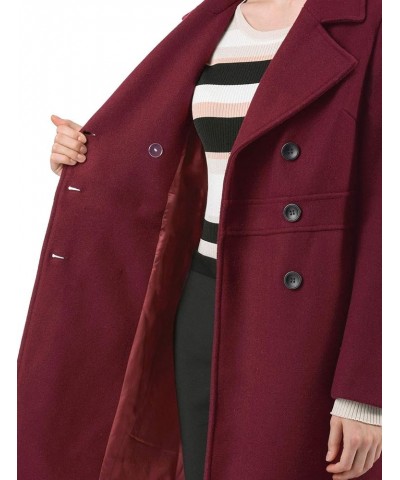 Women's Double Breasted Notched Lapel Long Winter Coats Burgundy $29.93 Coats