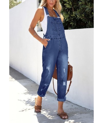 Women's Classic Stretch Adjustable Denim Bib Overalls Ripped Distressed Jeans Pants Jumpsuits 01blue $22.79 Overalls