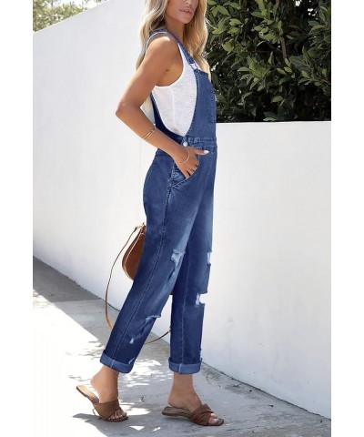 Women's Classic Stretch Adjustable Denim Bib Overalls Ripped Distressed Jeans Pants Jumpsuits 01blue $22.79 Overalls