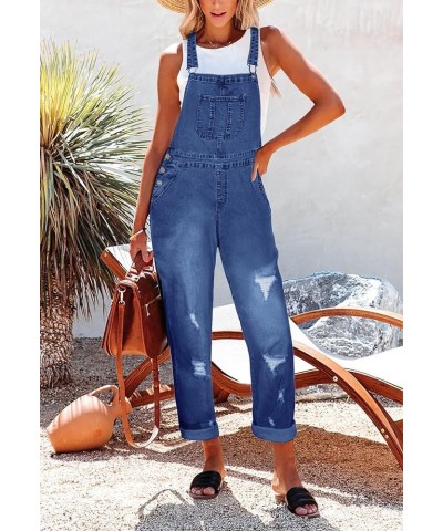 Women's Classic Stretch Adjustable Denim Bib Overalls Ripped Distressed Jeans Pants Jumpsuits 01blue $22.79 Overalls