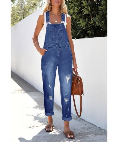 Women's Classic Stretch Adjustable Denim Bib Overalls Ripped Distressed Jeans Pants Jumpsuits 01blue $22.79 Overalls