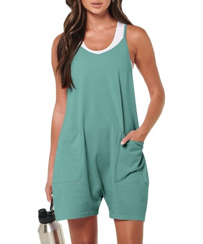 Women's Summer Casual Rompers Sleeveless Loose Spaghetti Strap Short Jumpsuits Overalls Trendy Outfits With Pockets Lake $13....