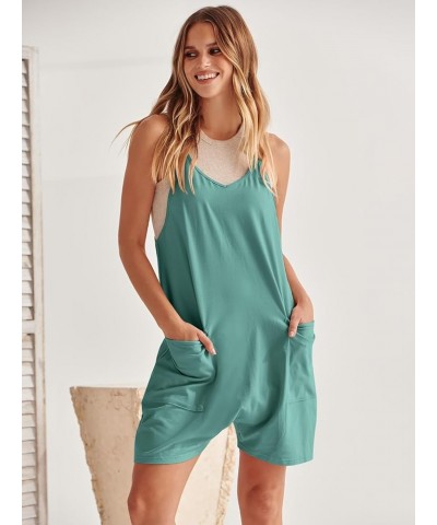 Women's Summer Casual Rompers Sleeveless Loose Spaghetti Strap Short Jumpsuits Overalls Trendy Outfits With Pockets Lake $13....