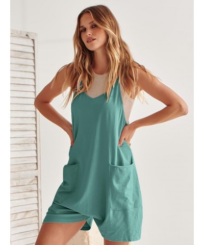 Women's Summer Casual Rompers Sleeveless Loose Spaghetti Strap Short Jumpsuits Overalls Trendy Outfits With Pockets Lake $13....