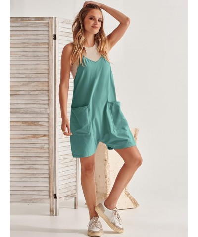 Women's Summer Casual Rompers Sleeveless Loose Spaghetti Strap Short Jumpsuits Overalls Trendy Outfits With Pockets Lake $13....