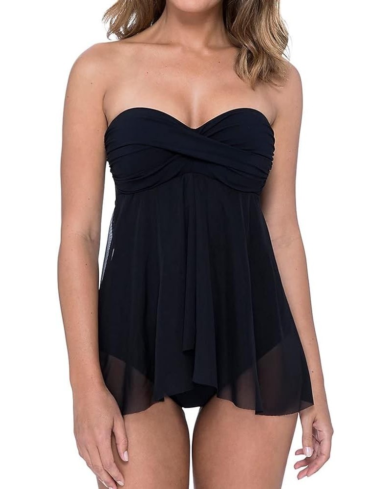 Women's Bandeau Flyaway One Piece Swimsuit Tutti Frutti Black I $40.71 Swimsuits