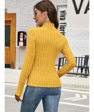 Women's Ribbed Knit Mock Neck T Shirt Long Sleeve Pullover Tee Tops Ginger $10.19 T-Shirts