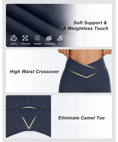 Crossover Flare Leggings for Women,High Waisted Bootcut Yoga Pants Workout Bell Bottom Leggings Large 03 Navy $12.95 Leggings